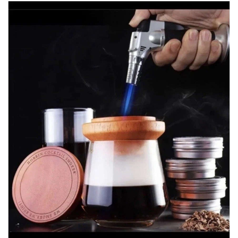 Horbin Cocktail Smoker Set  Pecan Cherry Oak Apple Chips With Torch Smoke Foods